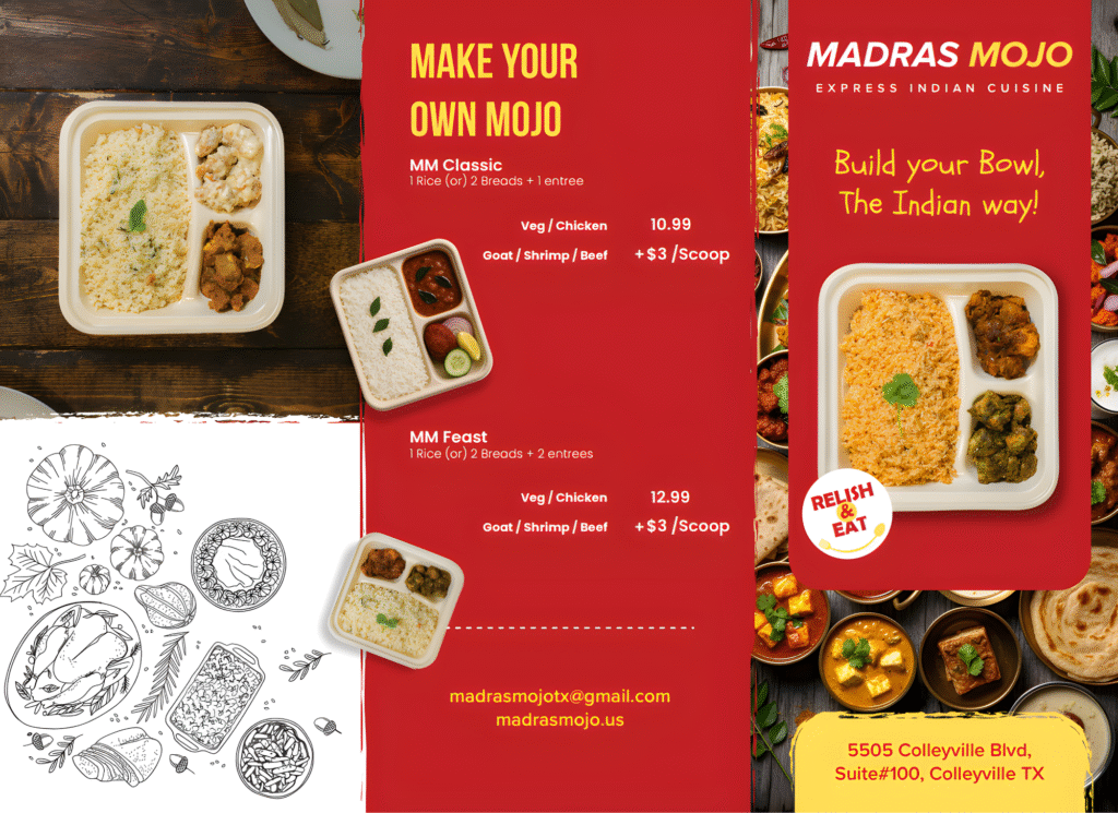 Madras Mojo Menu - Kerala Beef Curry and South Indian Bowls